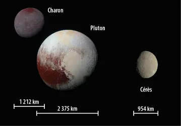 Deux exemples de planètes naines - crédits : NASA/ JHUAPL/ SwRI ; NASA/ JPL-Caltech /UCLA/ MPS/ DLR/ IDA