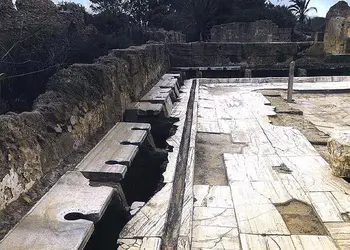 Latrines dans les thermes de Leptis Magna, Libye - crédits : Bridgeman Images 