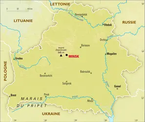 Biélorussie : carte physique - crédits : Encyclopædia Universalis France