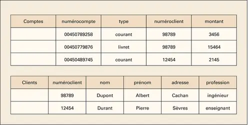 S.G.B.D. relationnel : exemples de relations - crédits : Encyclopædia Universalis France