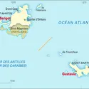 Saint-Martin et Saint-Barthélemy [France] : carte administrative - crédits : Encyclopædia Universalis France