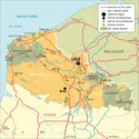 Nord-Pas-de-Calais : carte administrative&nbsp;avant réforme - crédits : Encyclopædia Universalis France