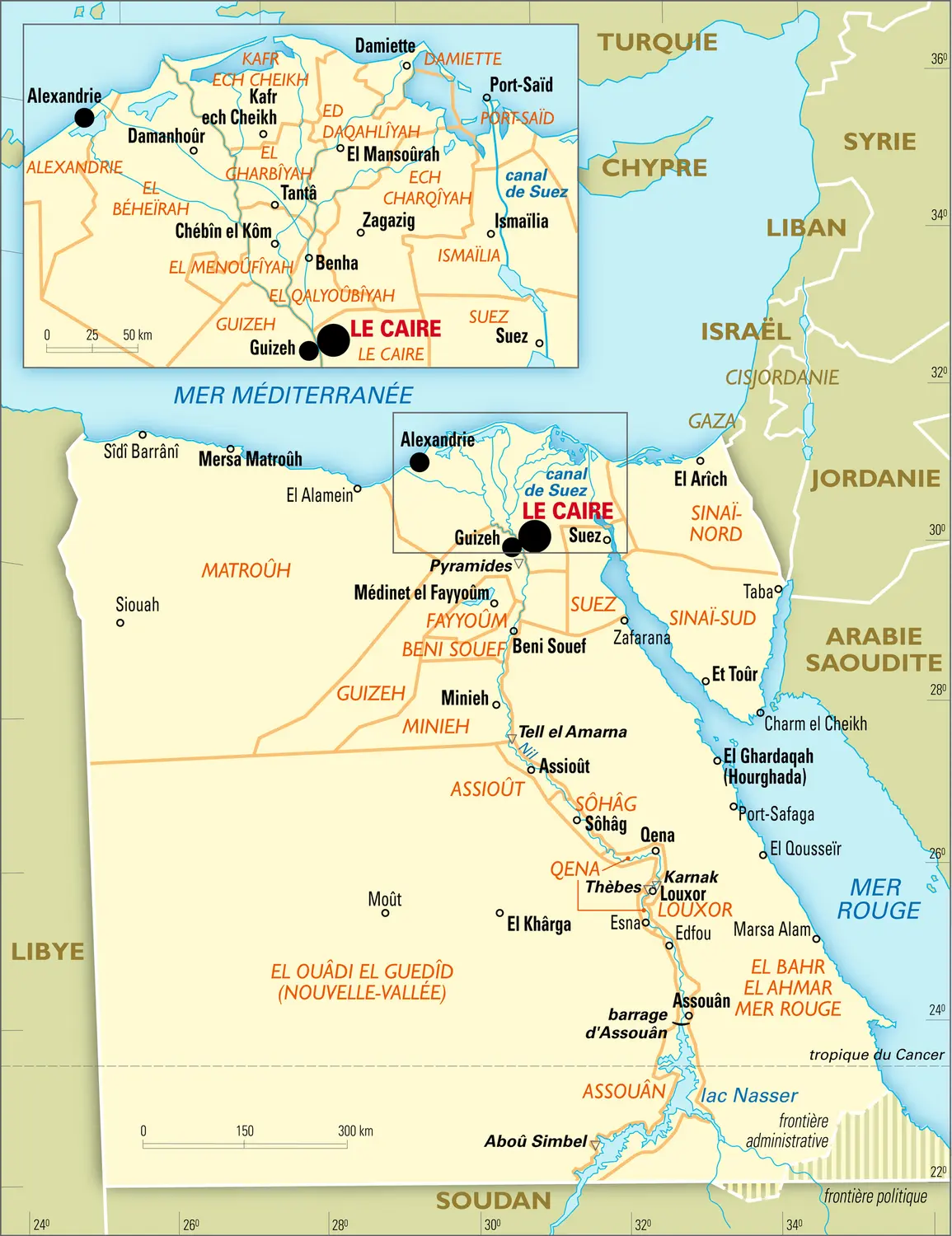 Égypte : carte administrative