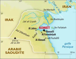 Koweït : carte physique - crédits : Encyclopædia Universalis France