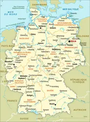 Allemagne : carte administrative - crédits : Encyclopædia Universalis France