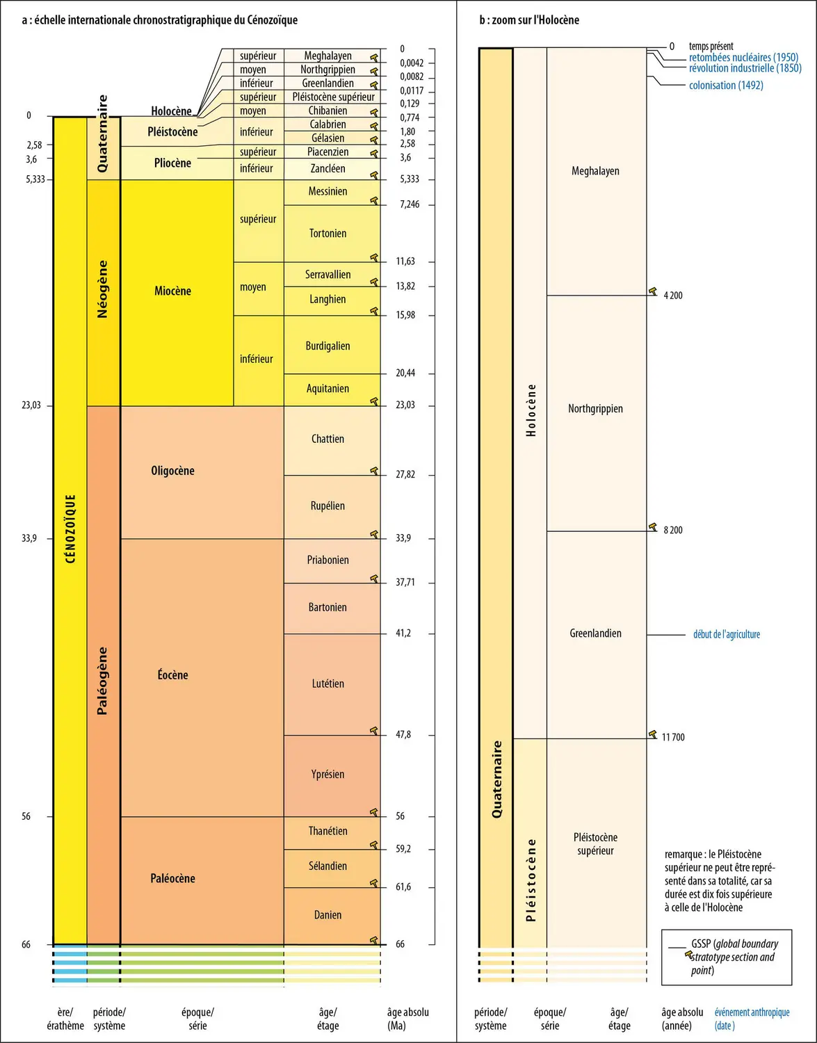 Échelle stratigraphique internationale du Cénozoïque