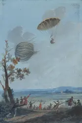 Premier saut en parachute à partir d’un ballon - crédits : Landauer Collection of Aeronautical Prints and Drawings/ Library of Congress