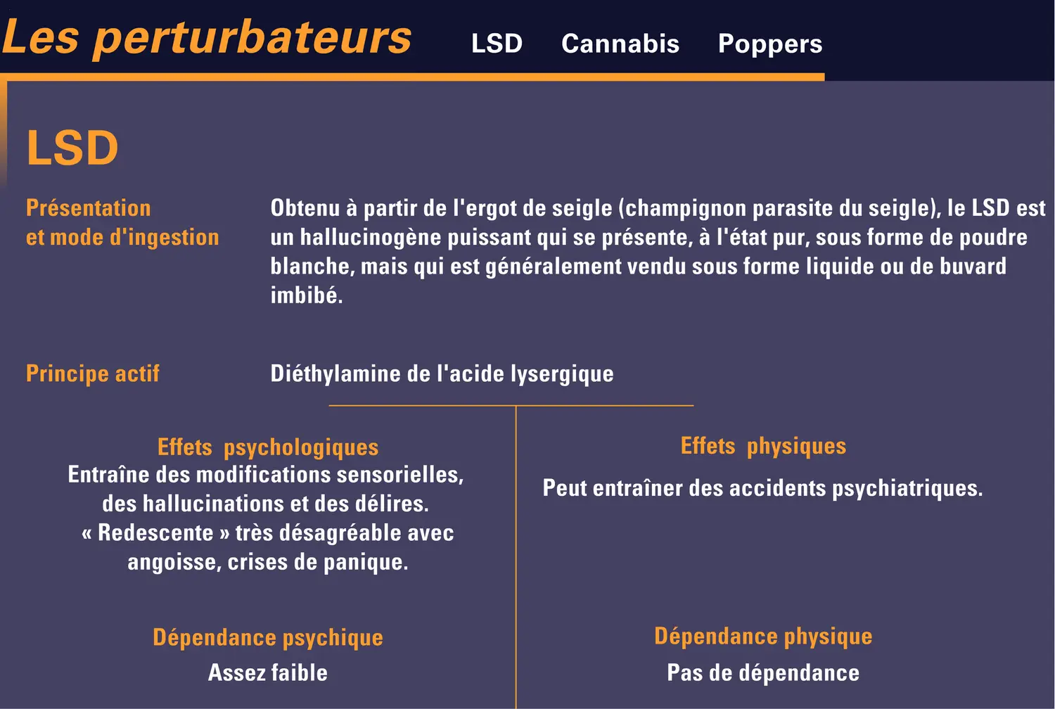 Principaux perturbateurs et leurs effets - vue 1