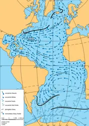 Courants de surface en Atlantique - crédits : Encyclopædia Universalis France