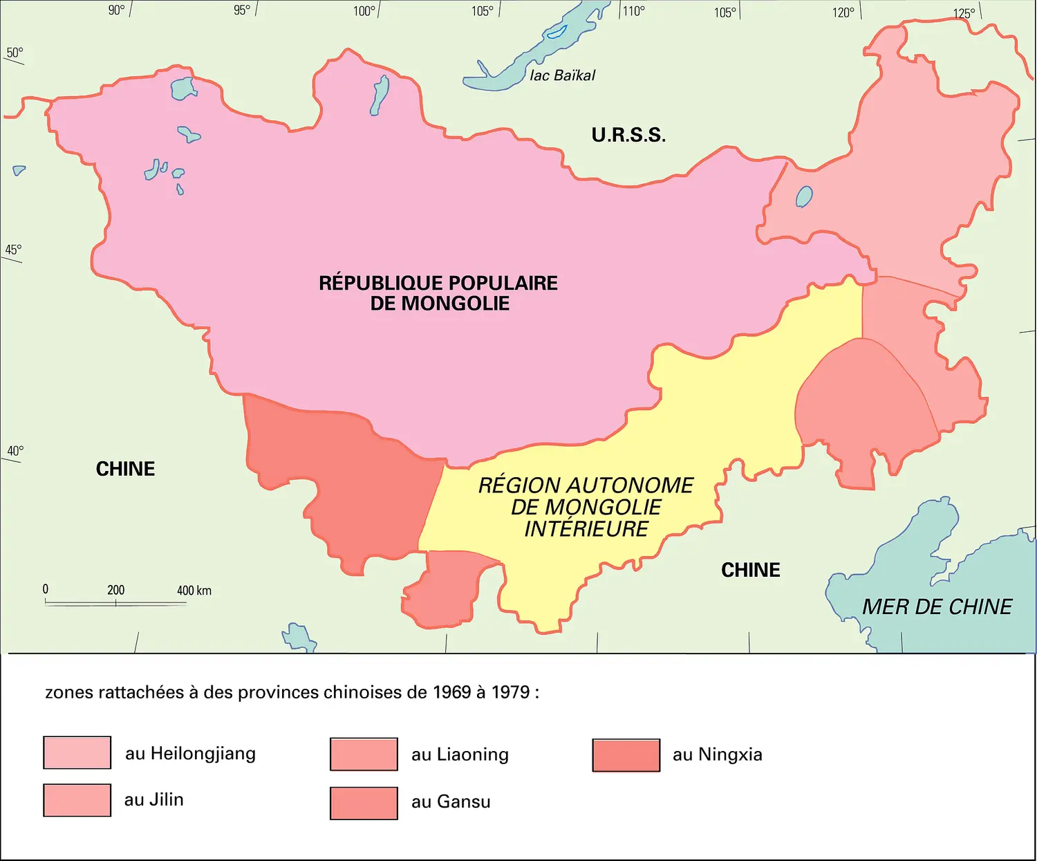 Zones rattachées à la Chine de 1969 à 1979