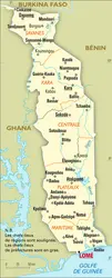 Togo : carte administrative - crédits : Encyclopædia Universalis France