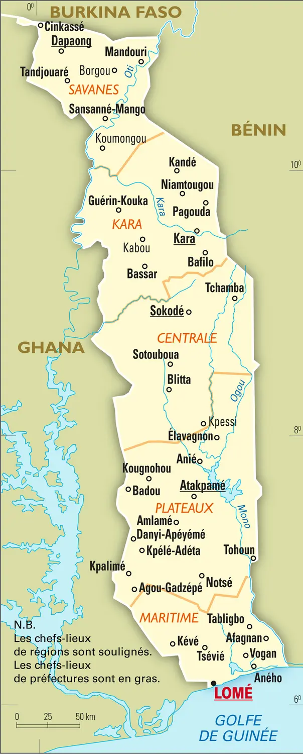 Togo : carte administrative