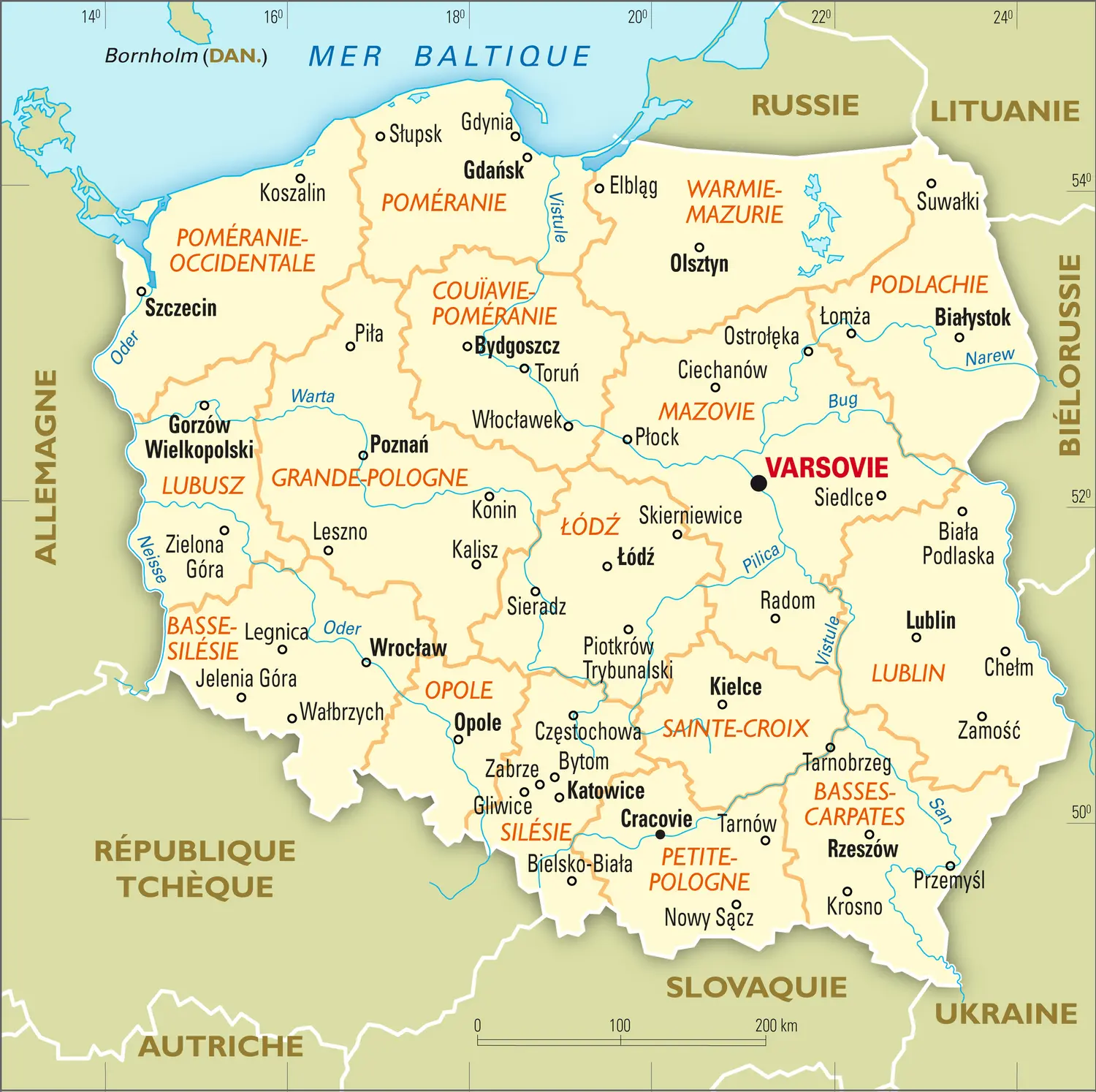 Pologne : carte administrative