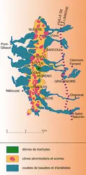 Chaîne des Puys : carte - crédits : Encyclopædia Universalis France