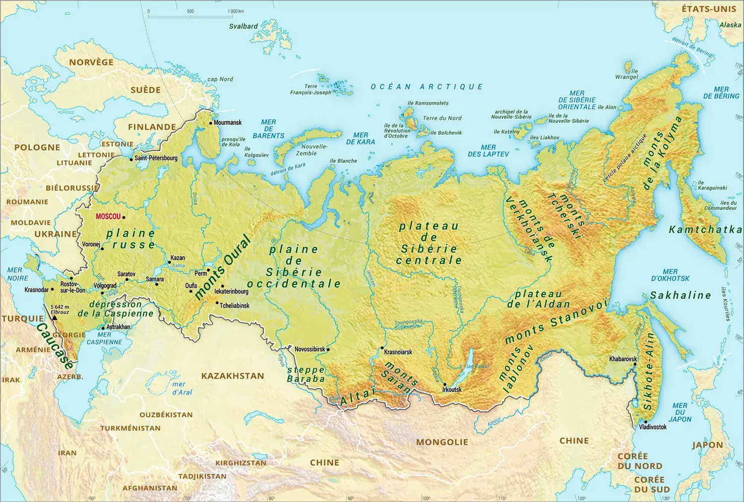 Russie : carte physique