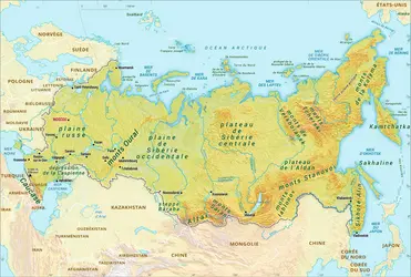 Russie : carte physique - crédits : Encyclopædia Universalis France
