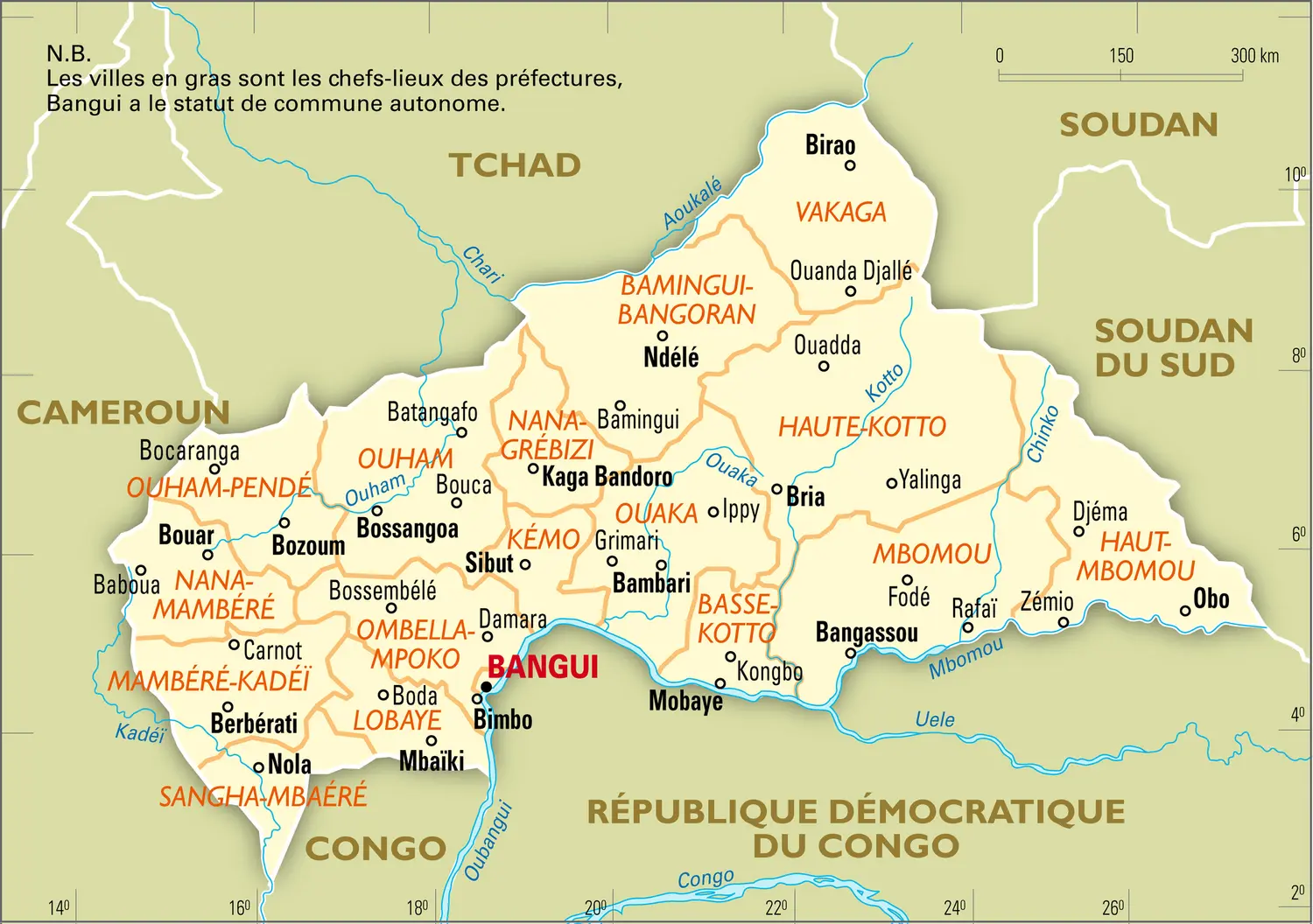Centrafricaine (République) : carte administrative