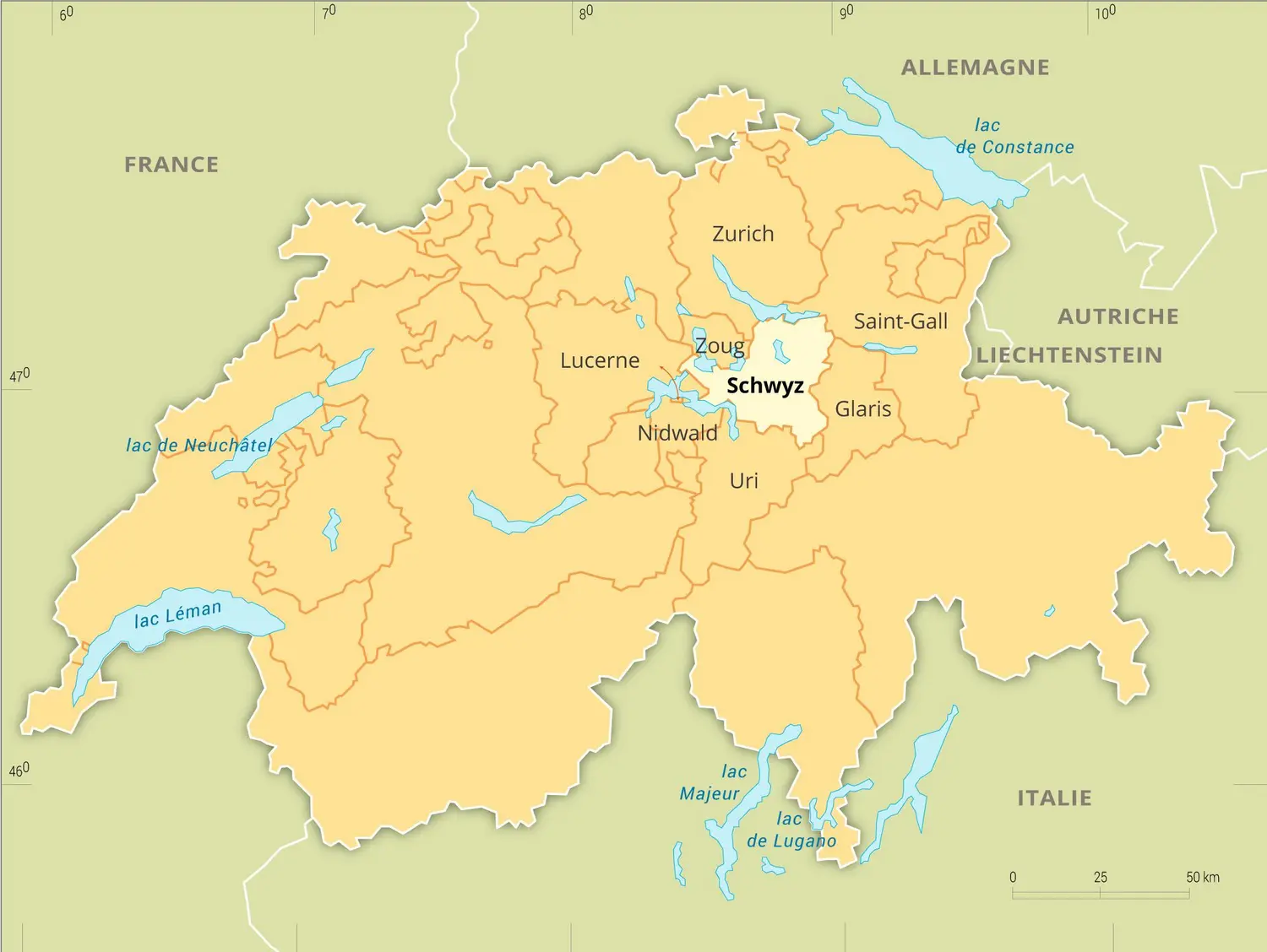 Schwyz : carte de situation du canton