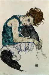 <it>Femme Assise au genou replié</it>, E. Schiele - crédits :  Bridgeman Images 