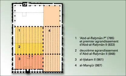 Mosquée de Cordoue : agrandissements successifs - crédits : Encyclopædia Universalis France